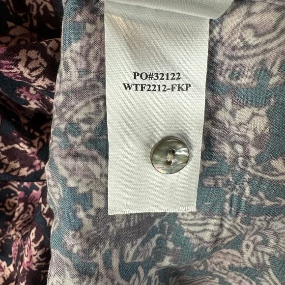 Faherty Brand Willa Top Purple Floral Paisley Blouse Boho Top XXS WTF2212-FKP - Picture 5 of 9
